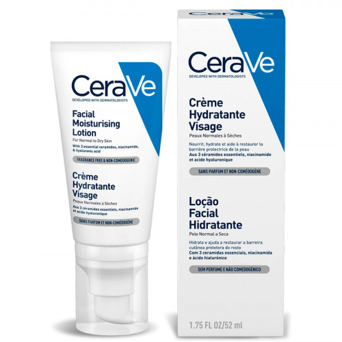 Loção Facial Hidratante Cerave com Ácido Hilaurônico e Textura Ultra Leve 52ml