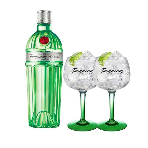 Combo Gin Tanqueray Ten 750ml + 2 Taças Tanqueray de Vidro Importadas