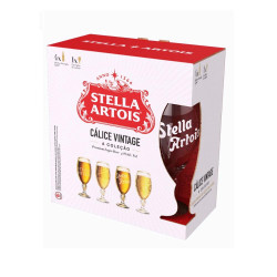 Kit Cerveja Stella Vintage com 1 Cálice com 4 Unidades com 275ml