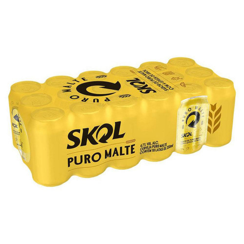 Cerveja Skol Puro Malte Pack com 18 Unidades com 350ml