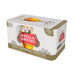 Cerveja Stella Artois Lata com 15 Unidades com 410ml